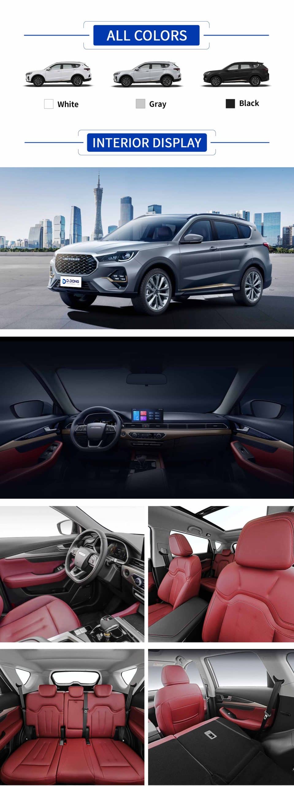 2025 Jetour X70 mid-size gasoline SUV in color with interior and exterior