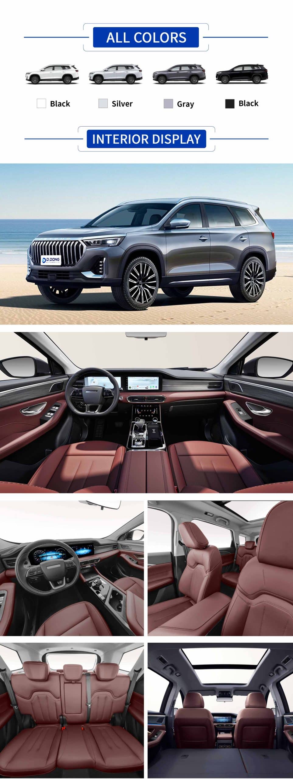 2025 Jetour X90 Plus Gasoline mid-size SUV highlights: color, interior, exterior