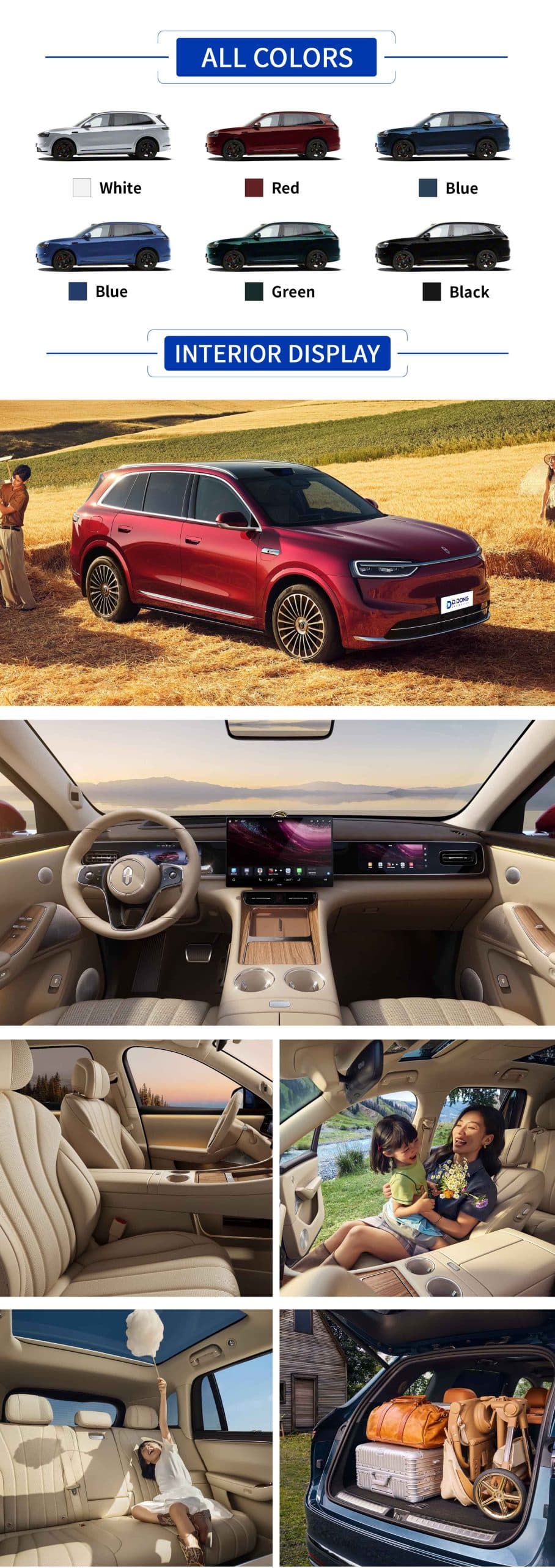 2026 Aito M7 electric/extended-range mid-to-large SUV highlights: color, interior, exterior