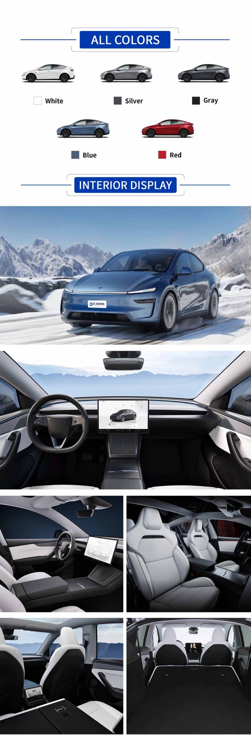 2025 Tesla model Y pure electric mid-size suv in color with interior and exterior
