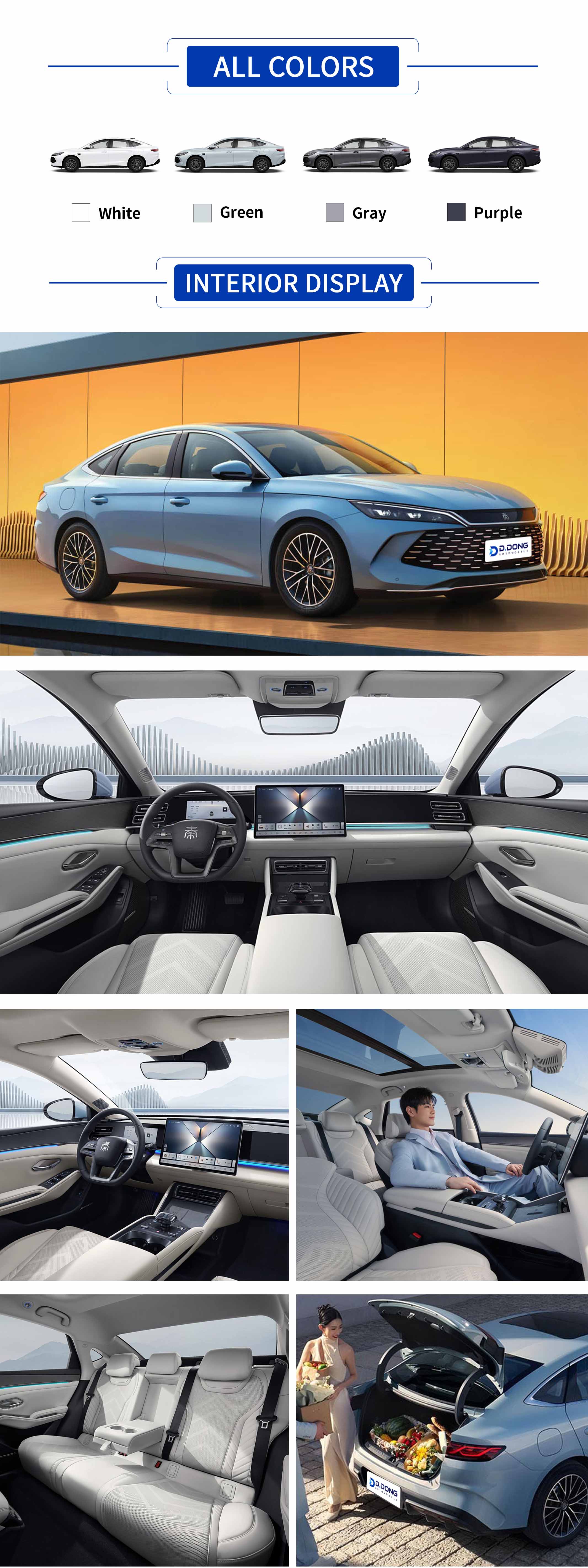 2025 BYD Qin L DM-i plug-in hybrid sedan showing exterior, interior, and colors