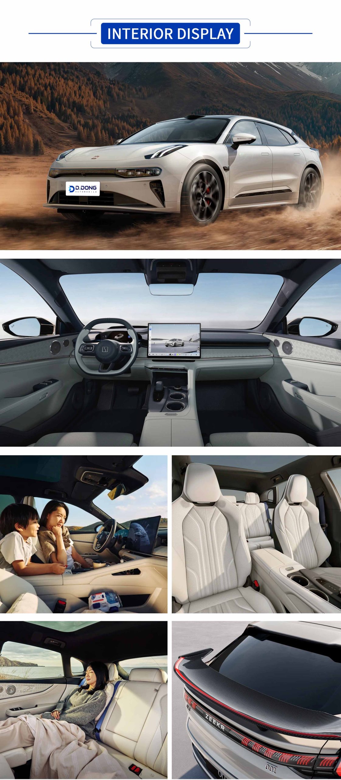 2026 Zeekr 001 electric mid-to-large hatchback exterior and interior with color options