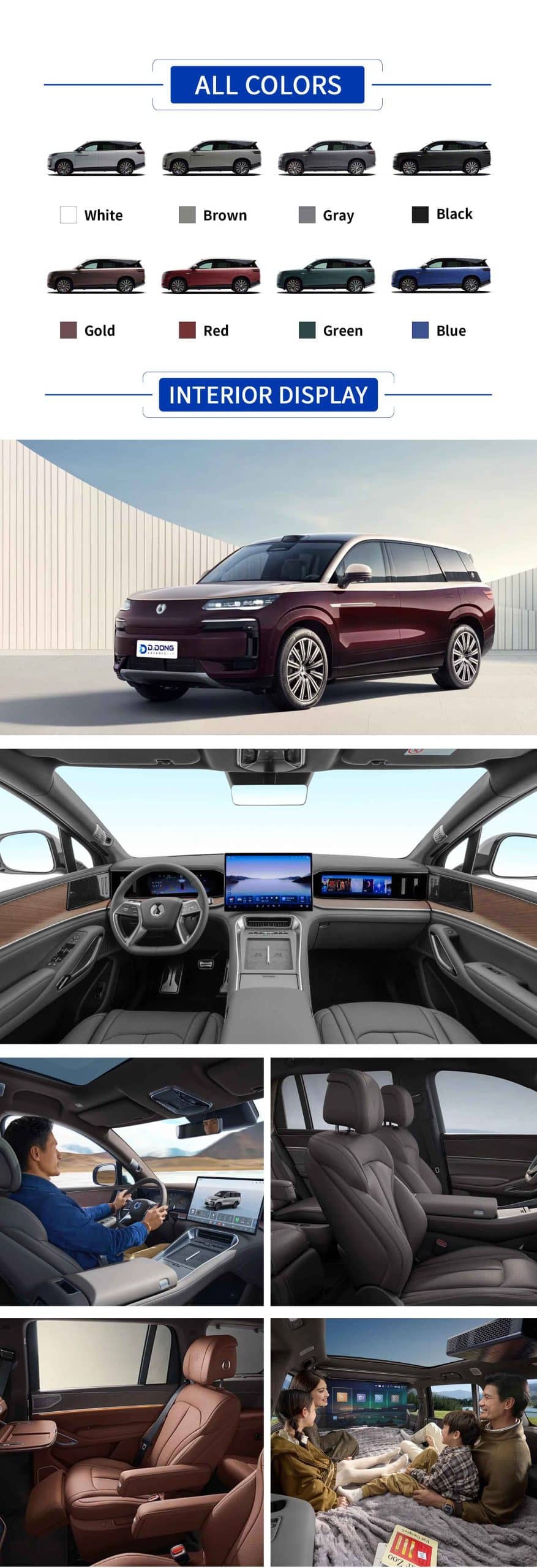 2026 BYD Denza N9 plug-in hybrid large SUV showing exterior, interior, and colors