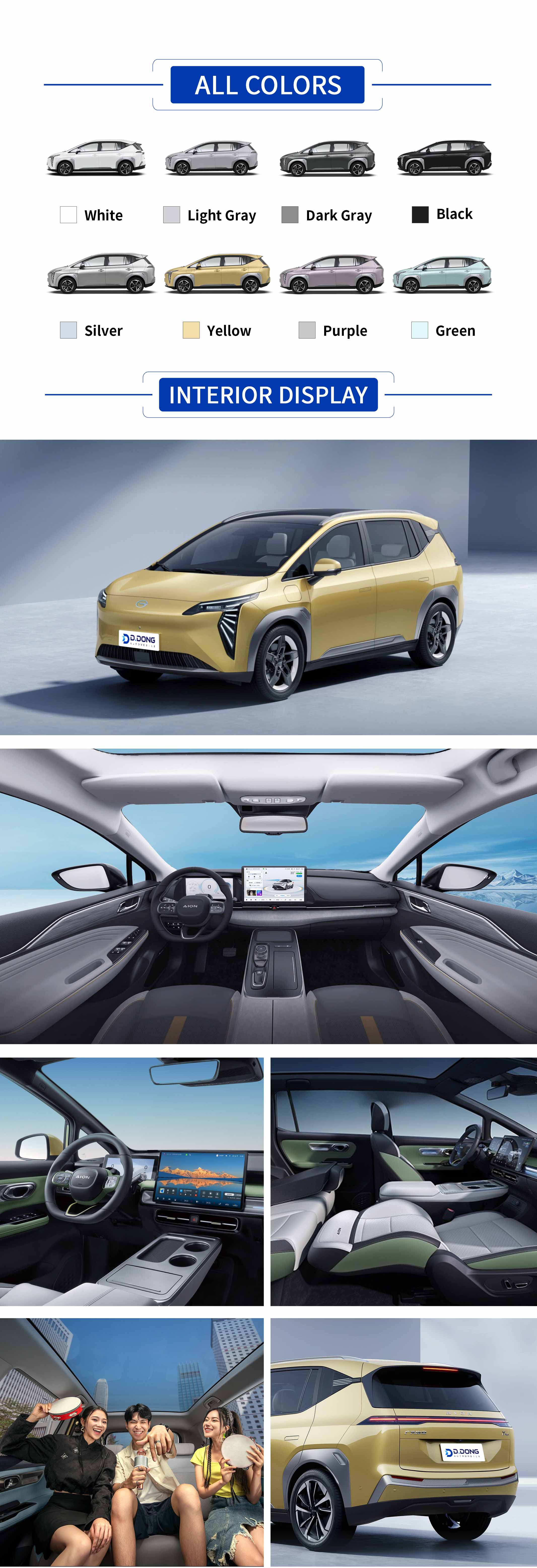 2025 AION Y Plus suv showing exterior, interior, and colors