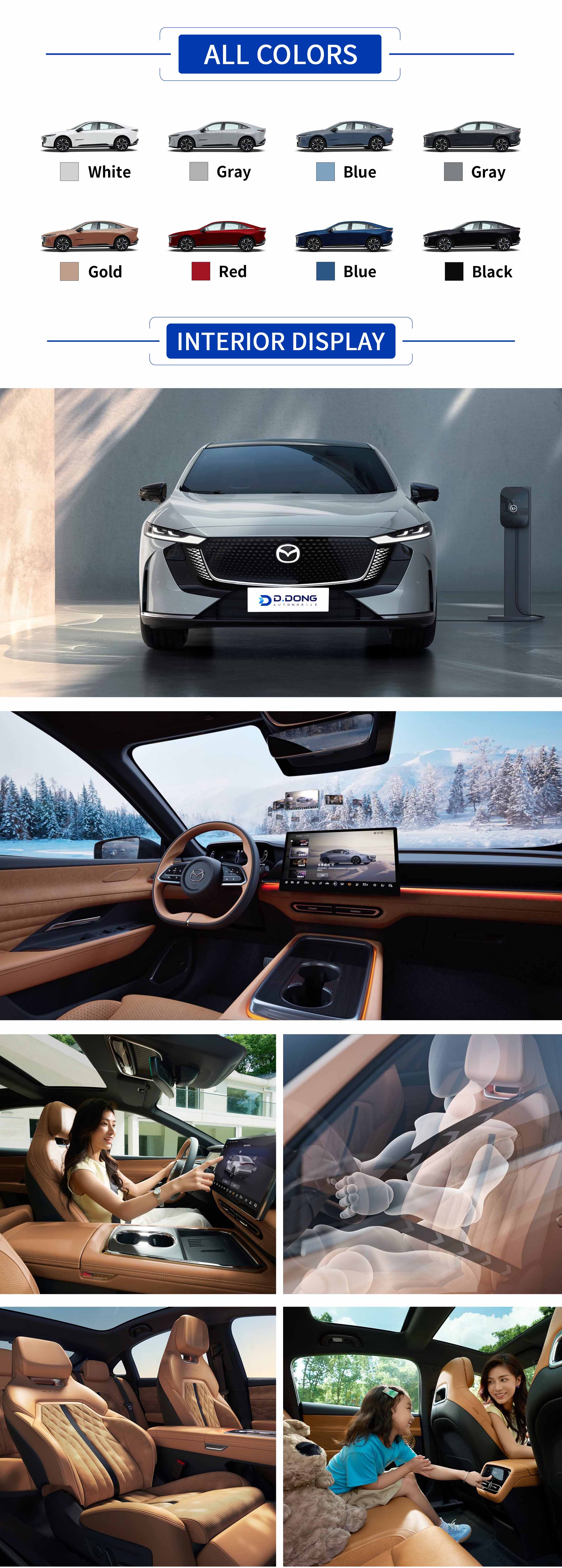 2025 Mazda EZ-6 electric/extended-range hatchback exterior and interior with color options